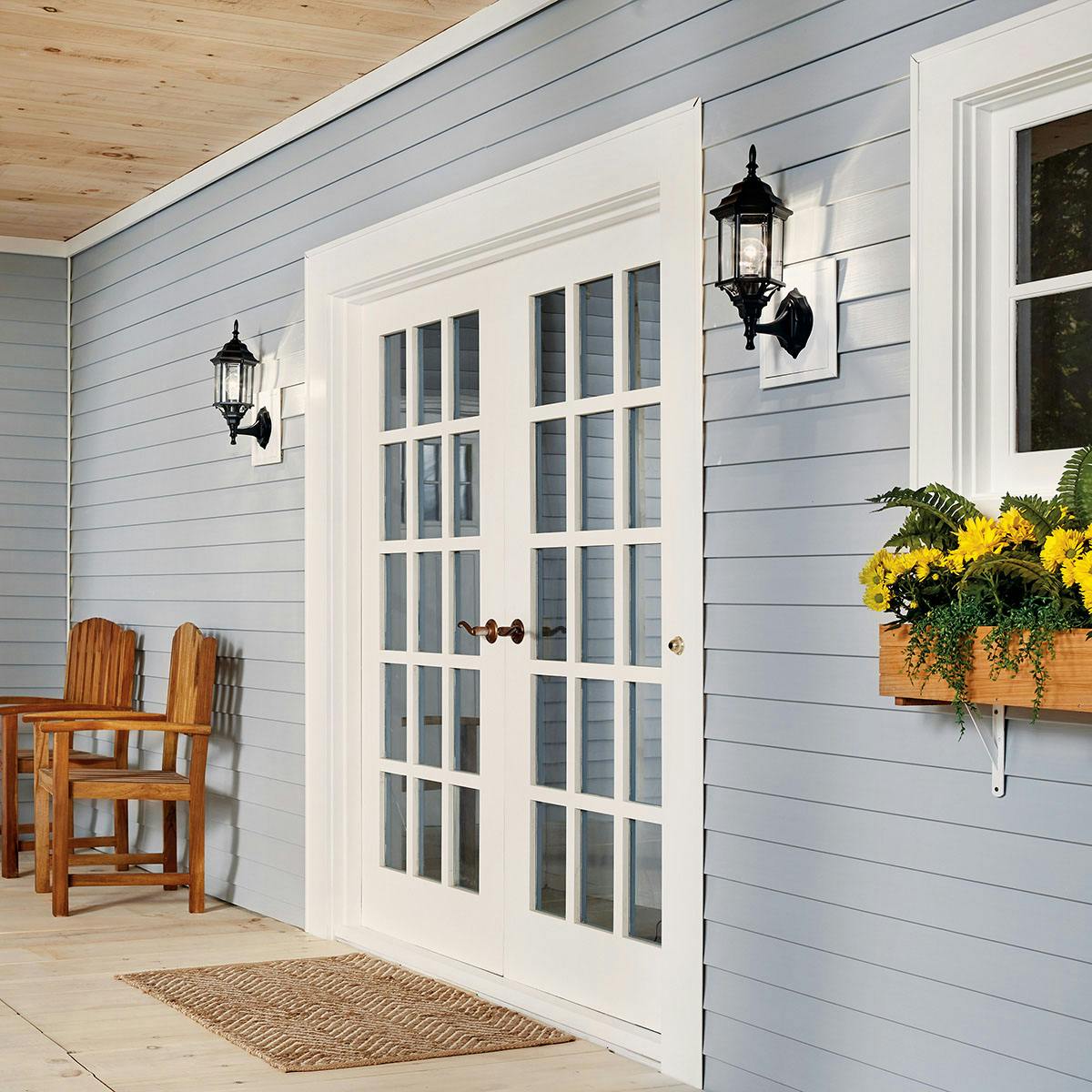 Day time Exterior image featuring Chesapeake outdoor wall light 49255BK