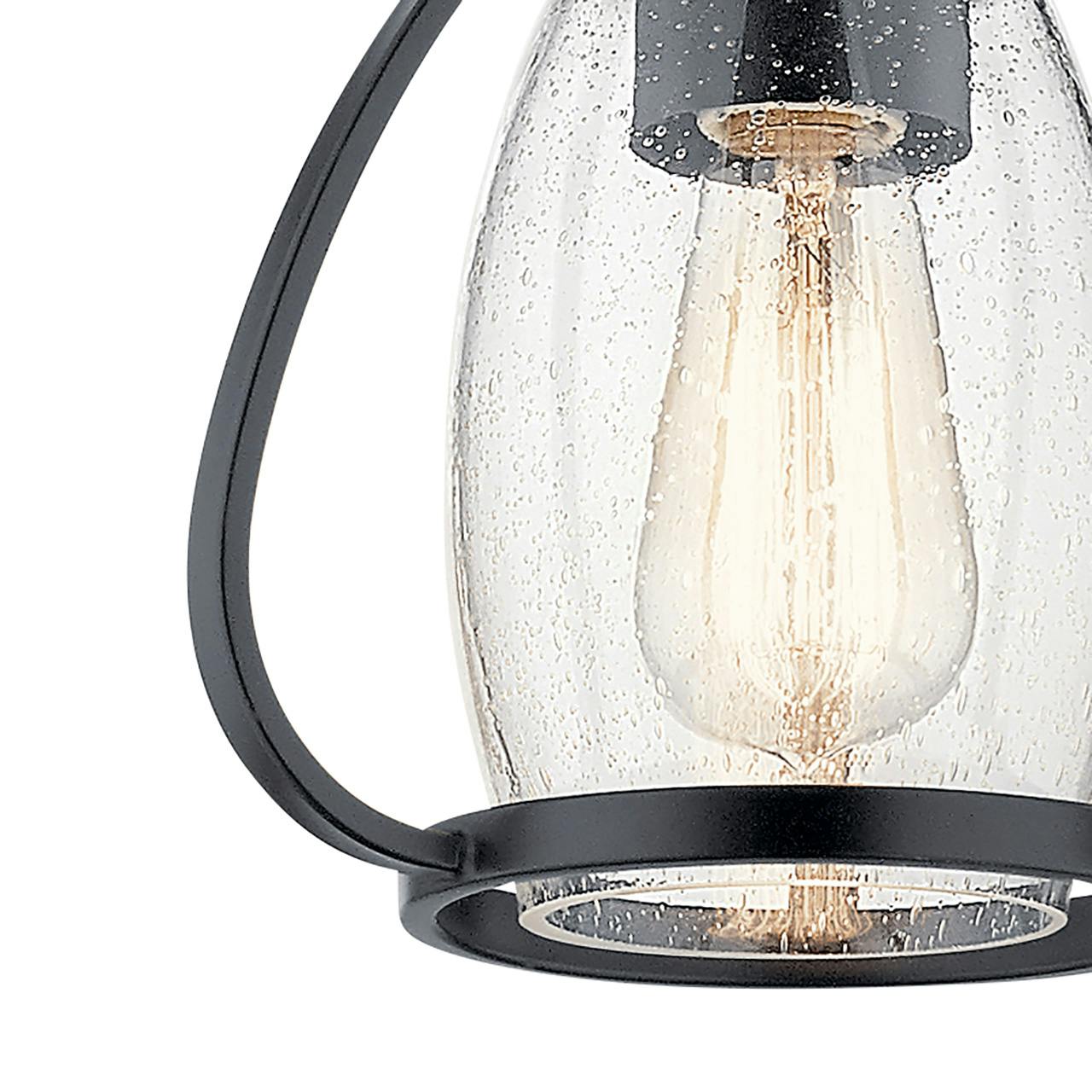 Close up view of the Tuscany 8.75" 1 Light Mini Pendant Black on a white background