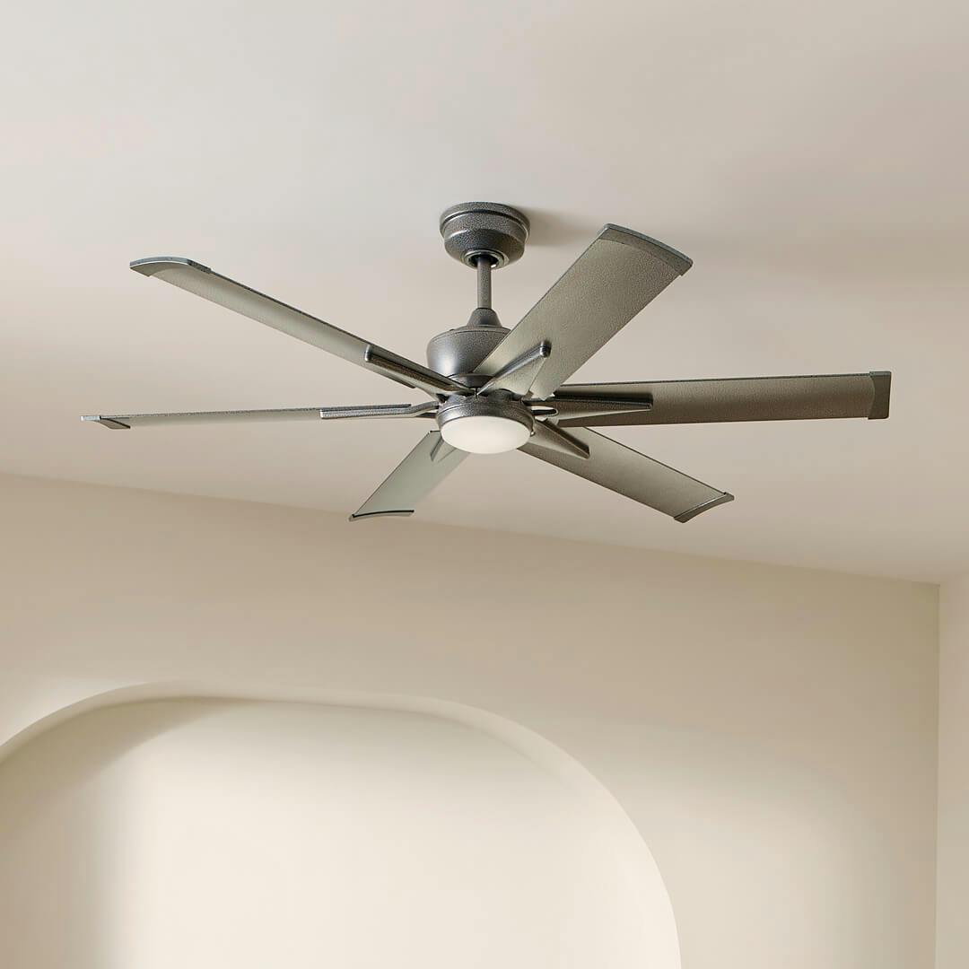 Day time living room with the Szeplo™ II LED 60" Fan Weathered Steel