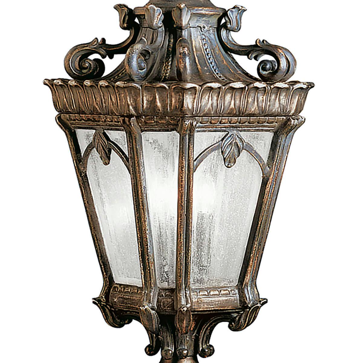 Close up view of the Tournai 27"Outdoor Post Light Londonderry on a white background