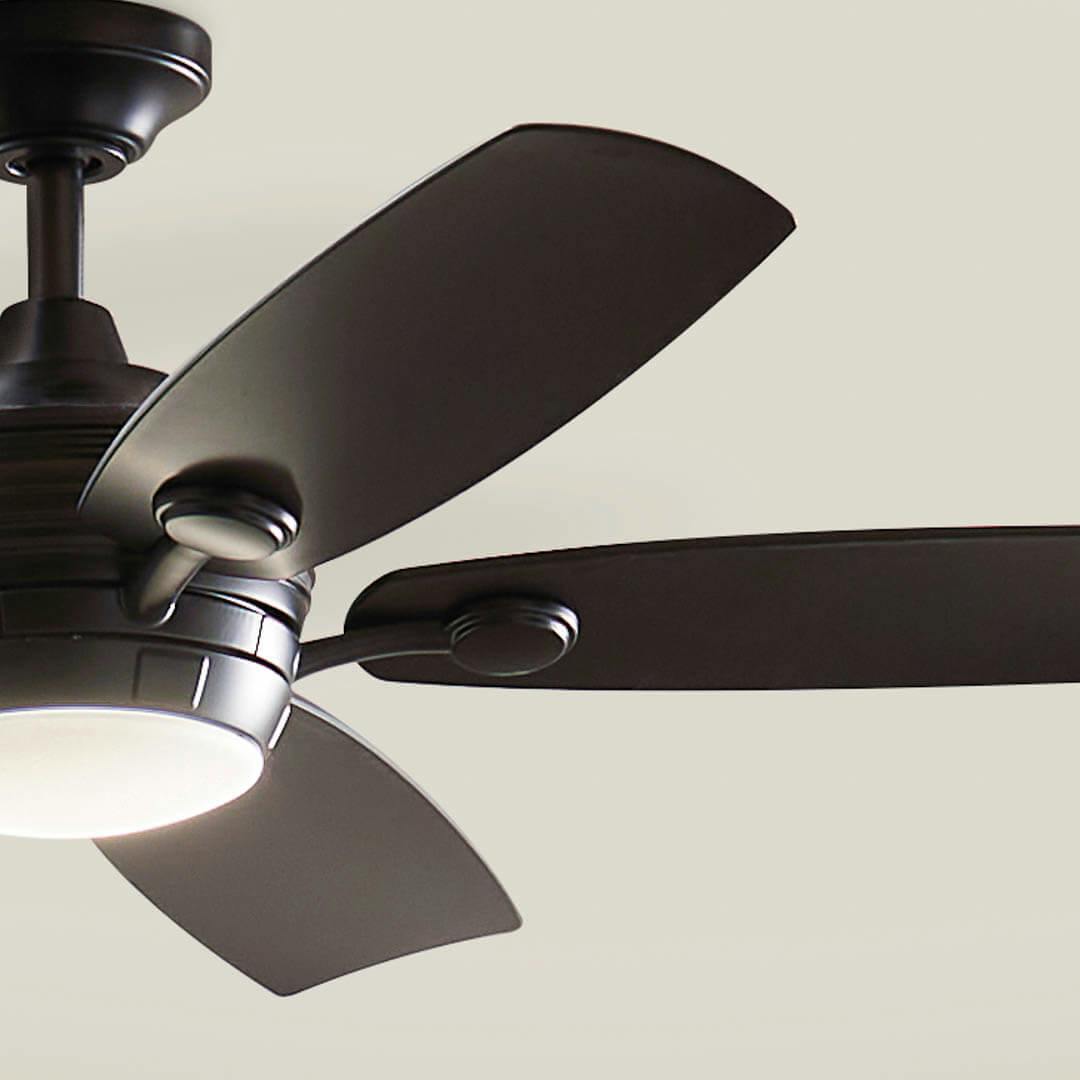 Day time interior with 56" Tranquil 5 Blade LED Outdoor Ceiling Fan Satin Black