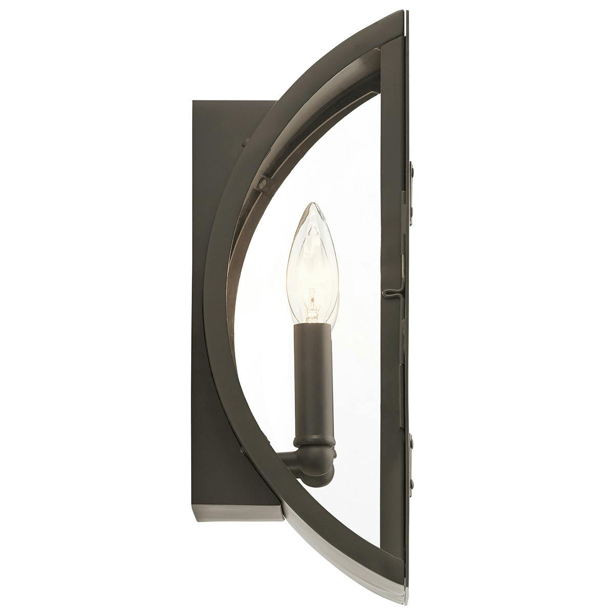 Profile view of the Narelle 13.5" Wall Light Olde Bronze on a white background
