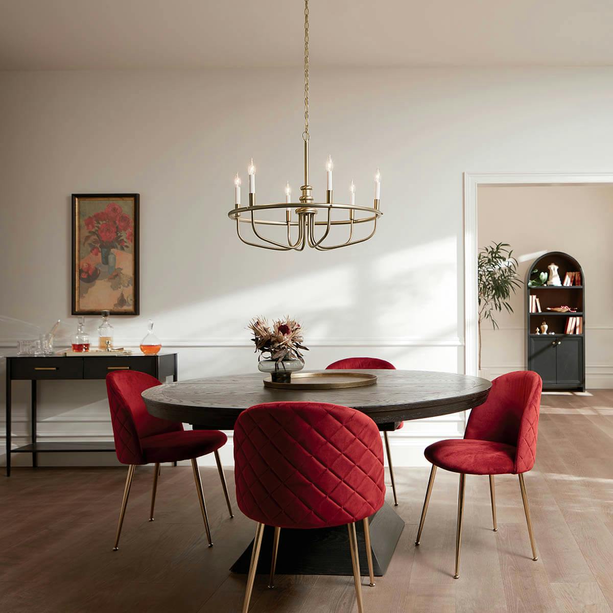 Day time dining room with Capitol Hill 6 Light Chandelier Classic Bronze