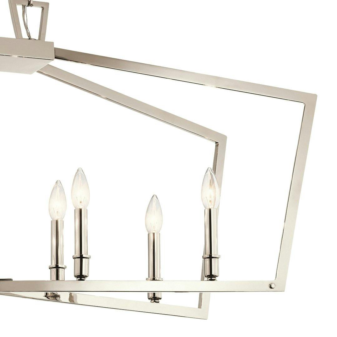 Close up of Abbotswell™ 8 Light Chandelier Nickel on a white background