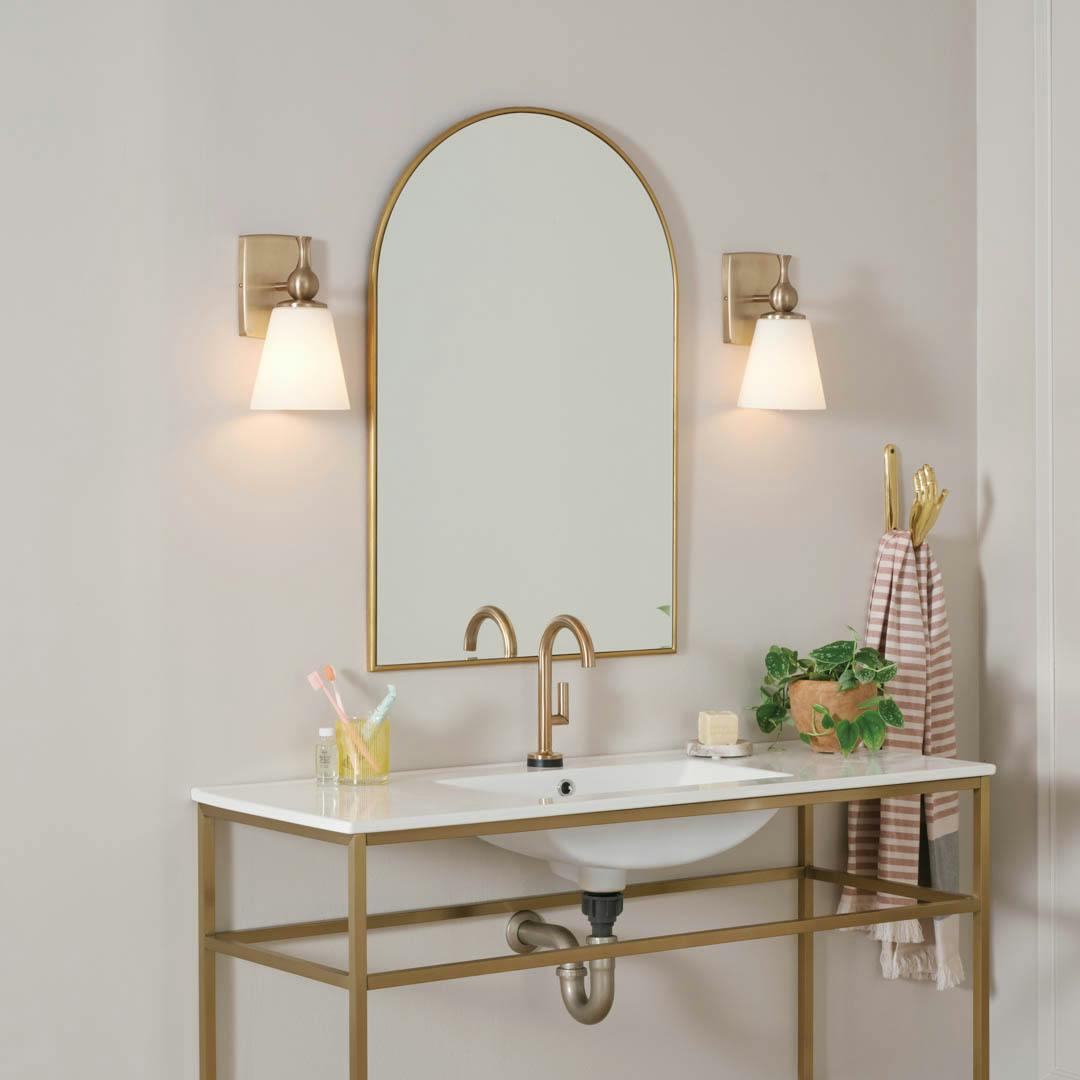 Day time bathroom with Cosabella™ 6" 1 Light Wall Sconce Champagne Bronze