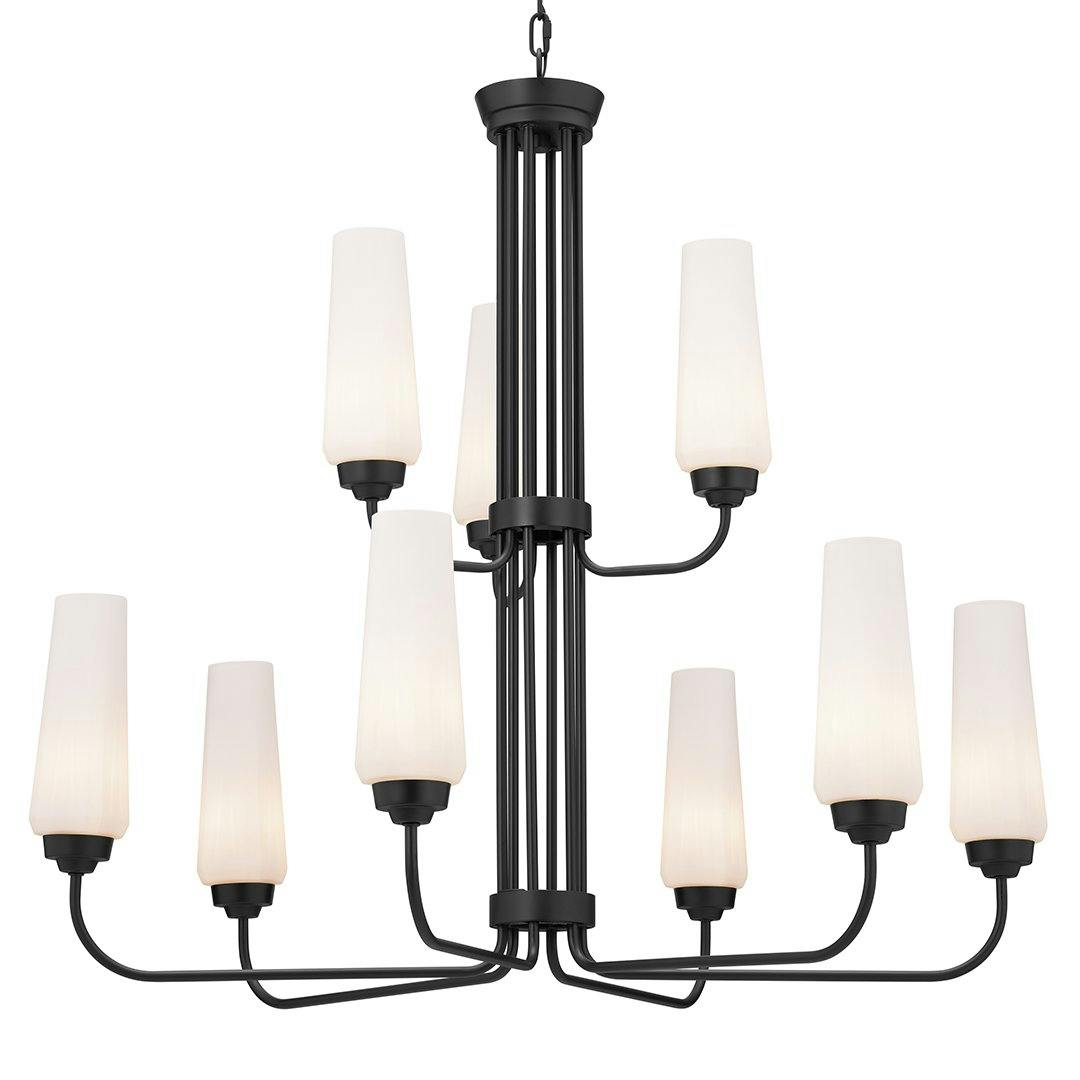 Truby 9 Light 2 Tier Chandelier Black on a white background