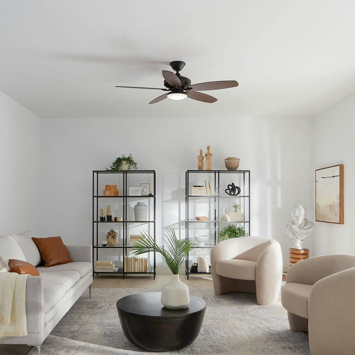 Day time living room featuring Renew ceiling fan 330163SNB