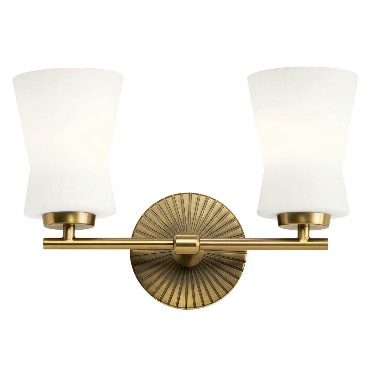 Front view of the Brianne 14.5" Vanity Light Brass on a white background