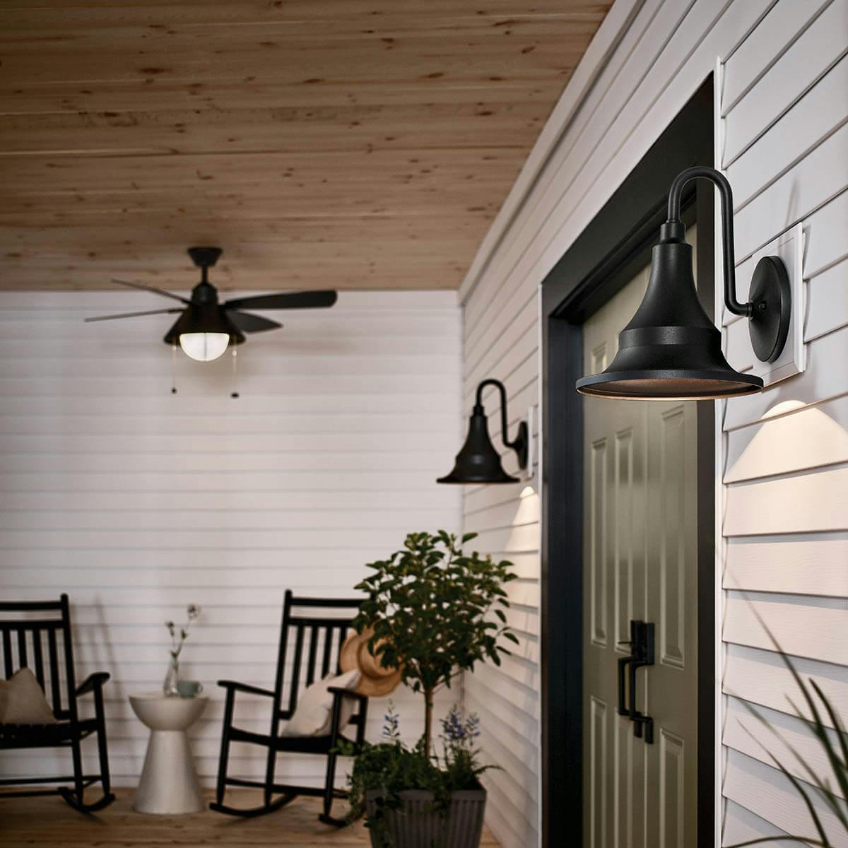 Porch with Hampshire 15.25" 1 Light Wall Light Textured Black