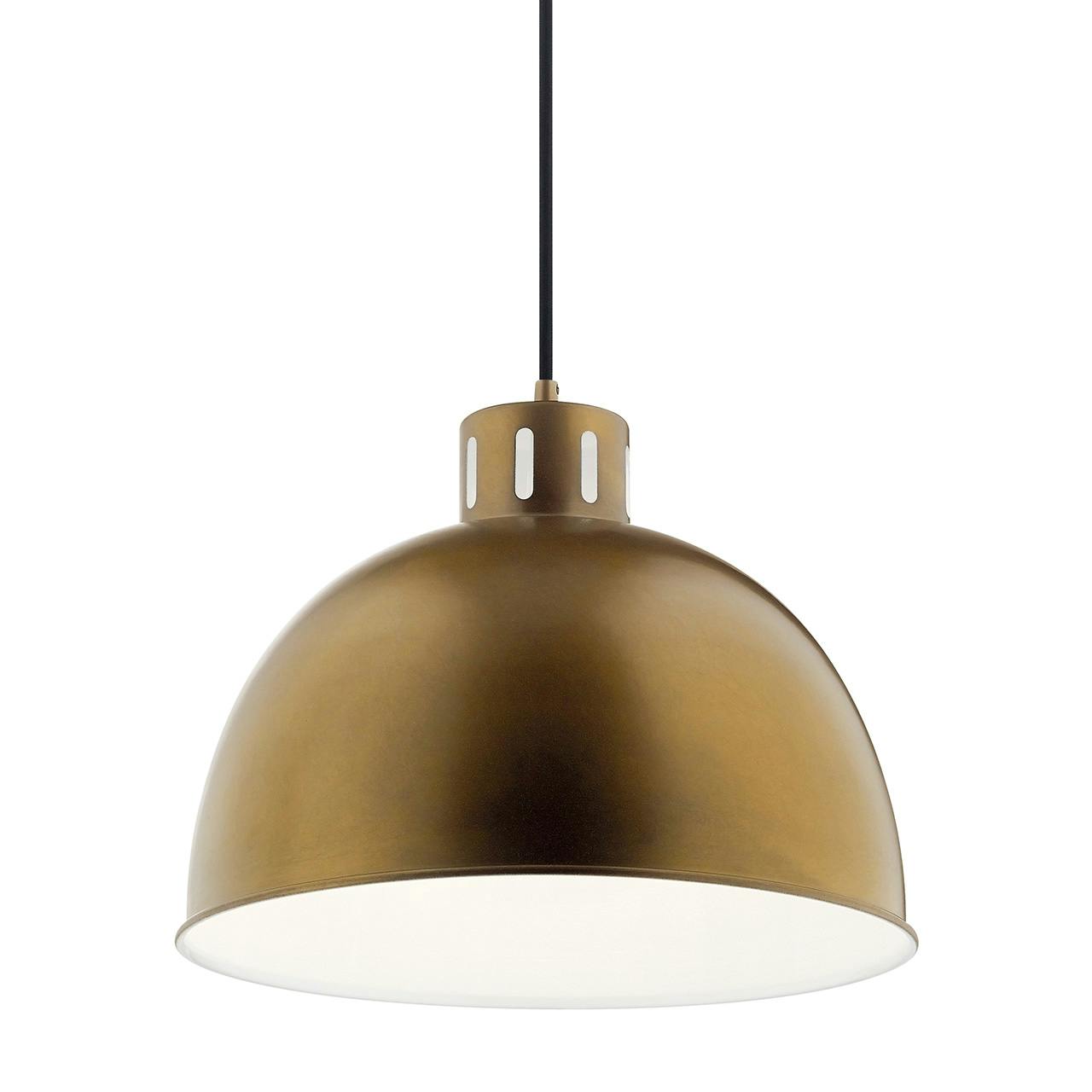 Zailey 15.75" 1 Light Pendant in Brass without the canopy on a white background
