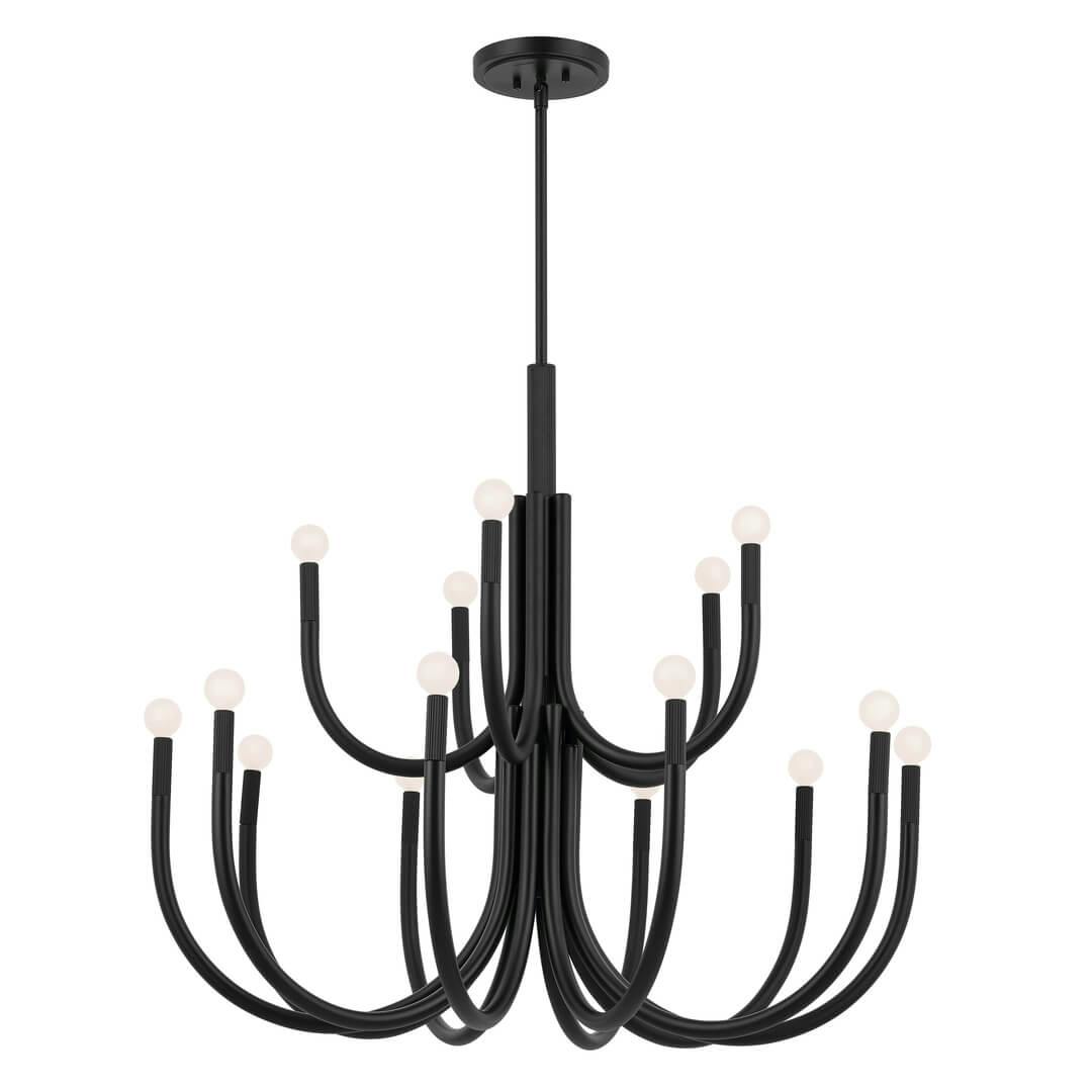 Odensa 40 Inch 15 Light Chandelier in Black on a white background