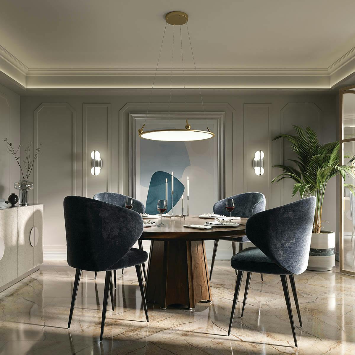 Day time dining room with Jovian 29.75" LED Pendant Champagne Gold