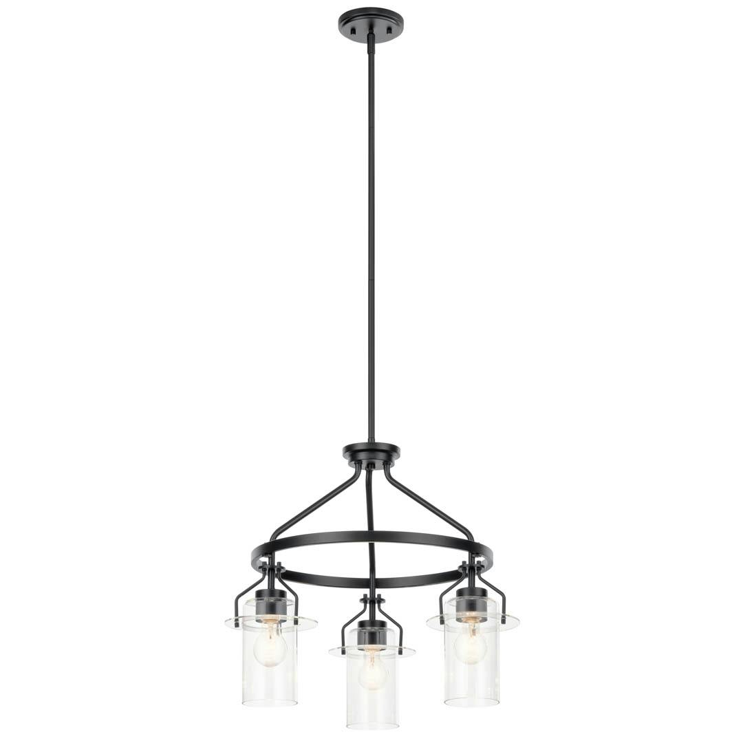 Everett™ 22.5" 3 Light Round Chandelier in a Black finish on a white background