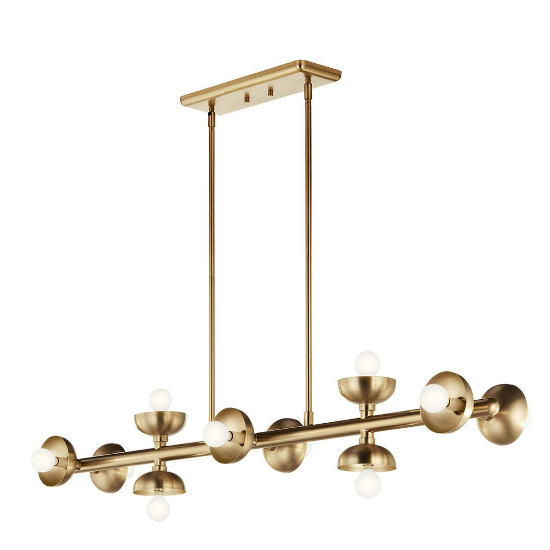 The Palta 48 Inch 10 Light Linear Chandelier in Champagne Bronze on a white background