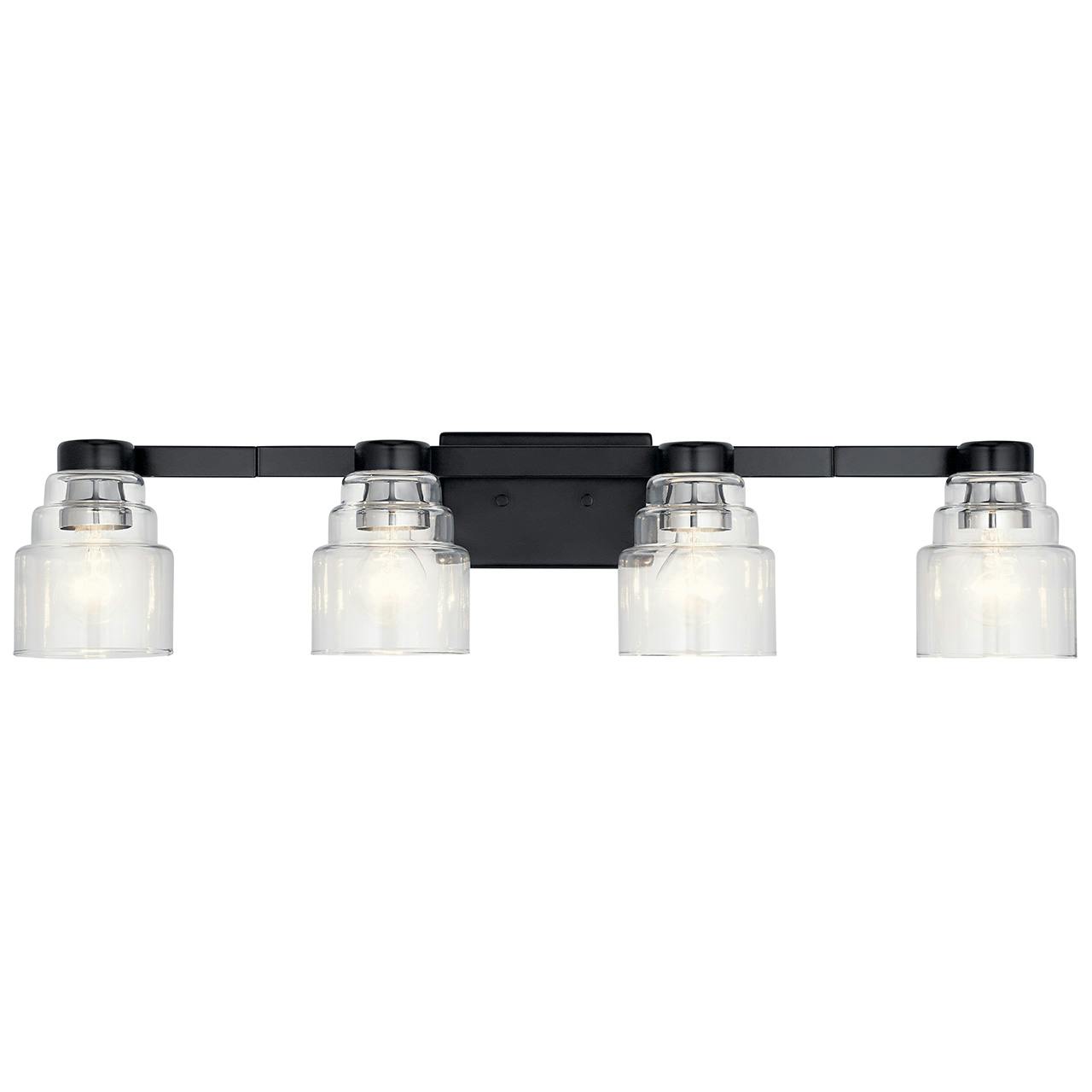 The Vionnet 33.5" Vanity Light in Black facing down on a white background