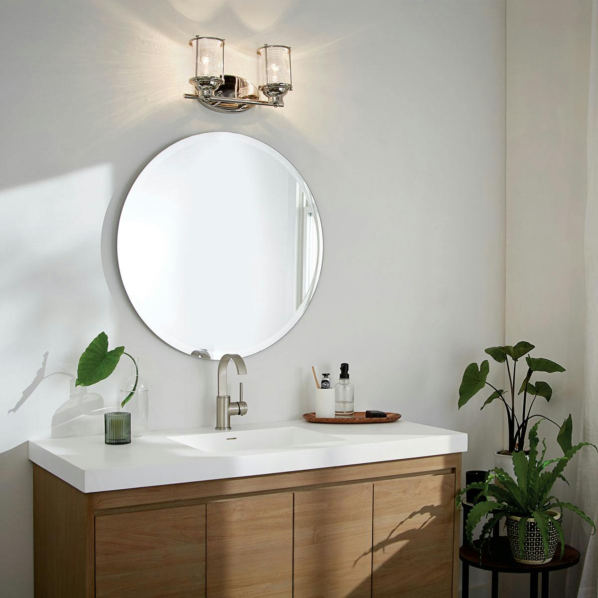 Day time bathroom image featuring Ashland Bay vanity light 45771PN