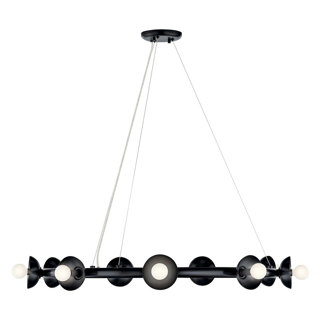 Front view of the Palta 34.5 Inch 9 Light Chandelier in Black on a white background