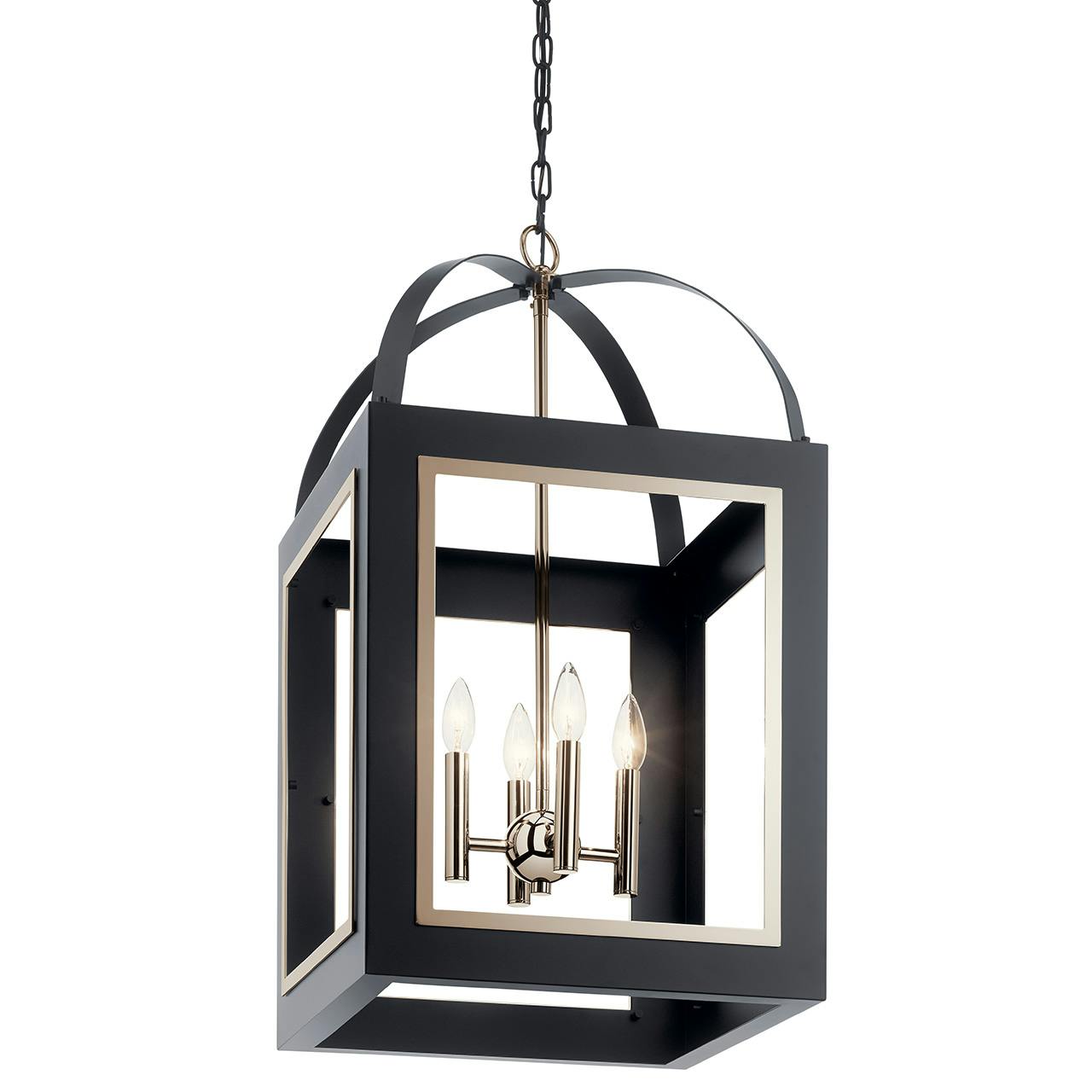 Vath™ 16" 4 Light Foyer Pendant Black without the canopy on a white background