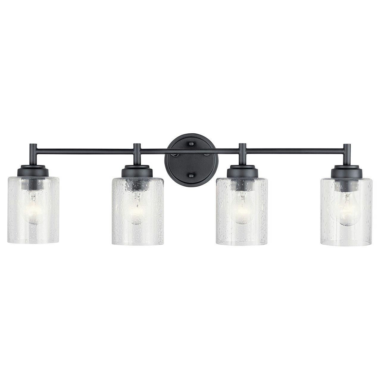 The Winslow 4 Light Vanity Light Black facing down on a white background