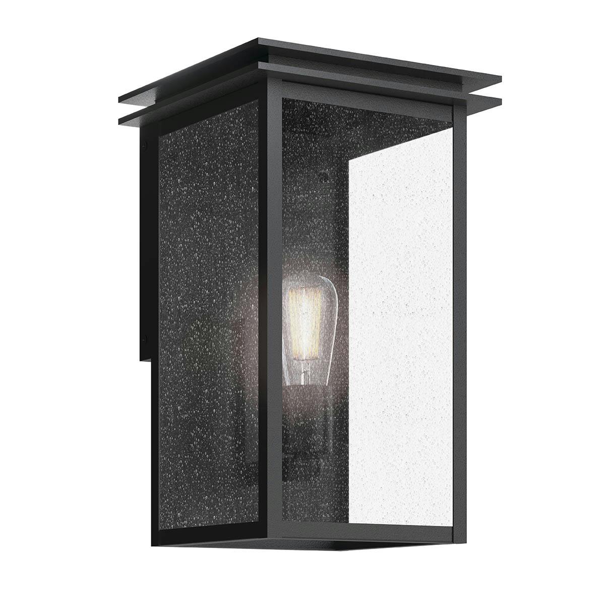 The Arkville 14" 1 Light Outdoor Wall Light Textured Black on a white background
