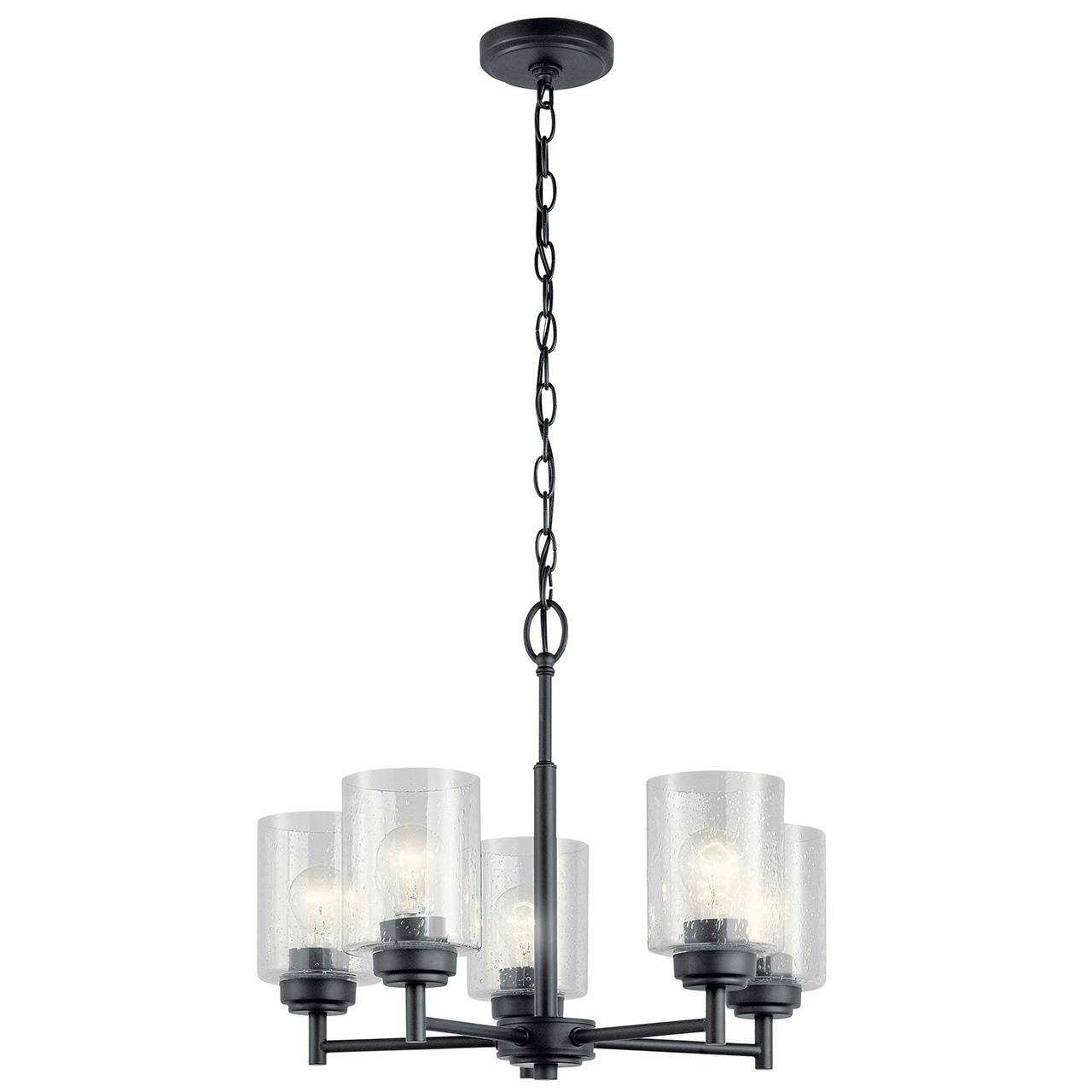 The Winslow™ 5 Light Chandelier Black facing up on a white background