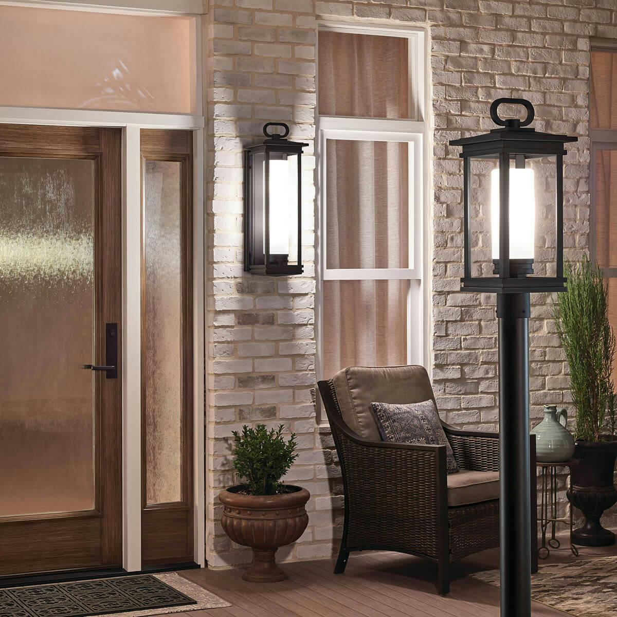 Night time Exterior image featuring South Hope outdoor post light 49478RZ
