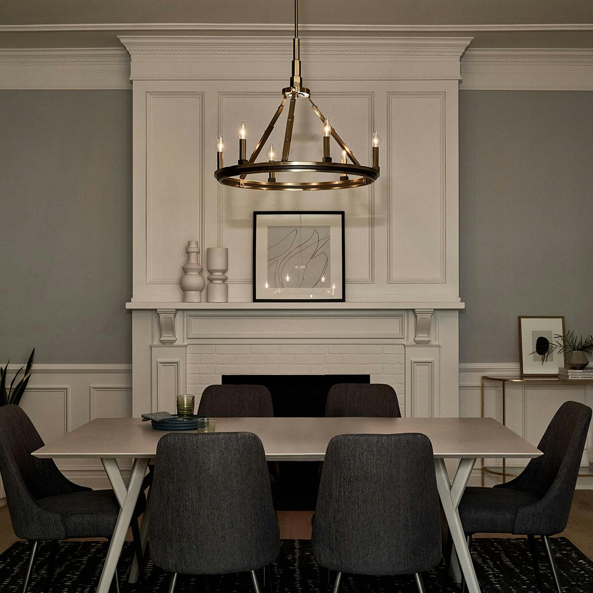 Night time Dining Room image featuring Emmala chandelier 52420BNB