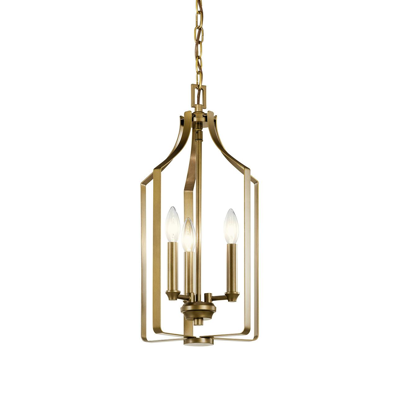 Morrigan 21" 3 Light Foyer Pendant Brass without the canopy on a white background