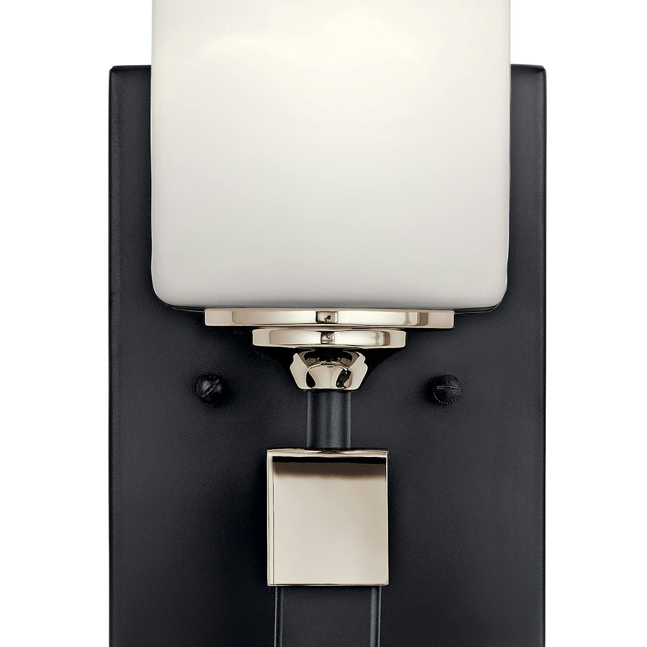 Close up view of the Marette™ 5" 1 Light Wall Sconce Black on a white background