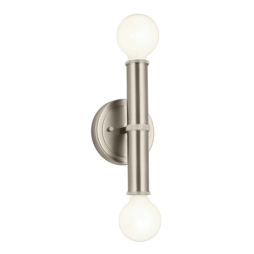 Torche 9.75 Inch 2 Light Wall Sconce in Brushed Nickel on a white background
