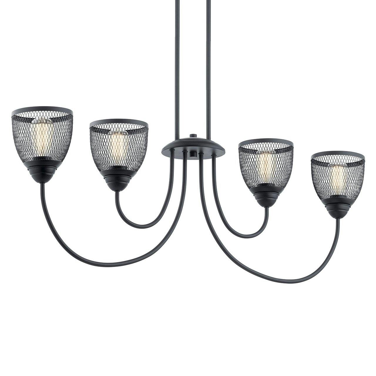 Voclain™ 4 Light Linear Chandelier Black without the canopy on a white background