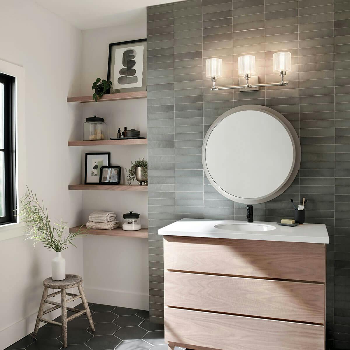 Day time Bathroom featuring Harvan vanity light 55107SN