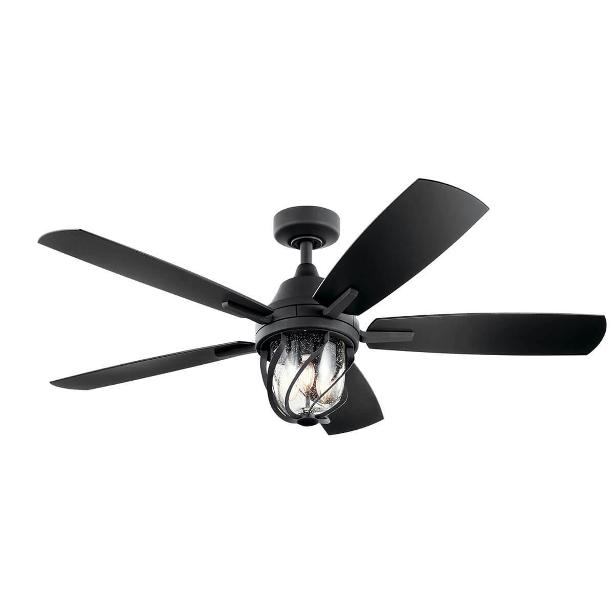 Lydra LED 52" Ceiling Fan Black on a white background
