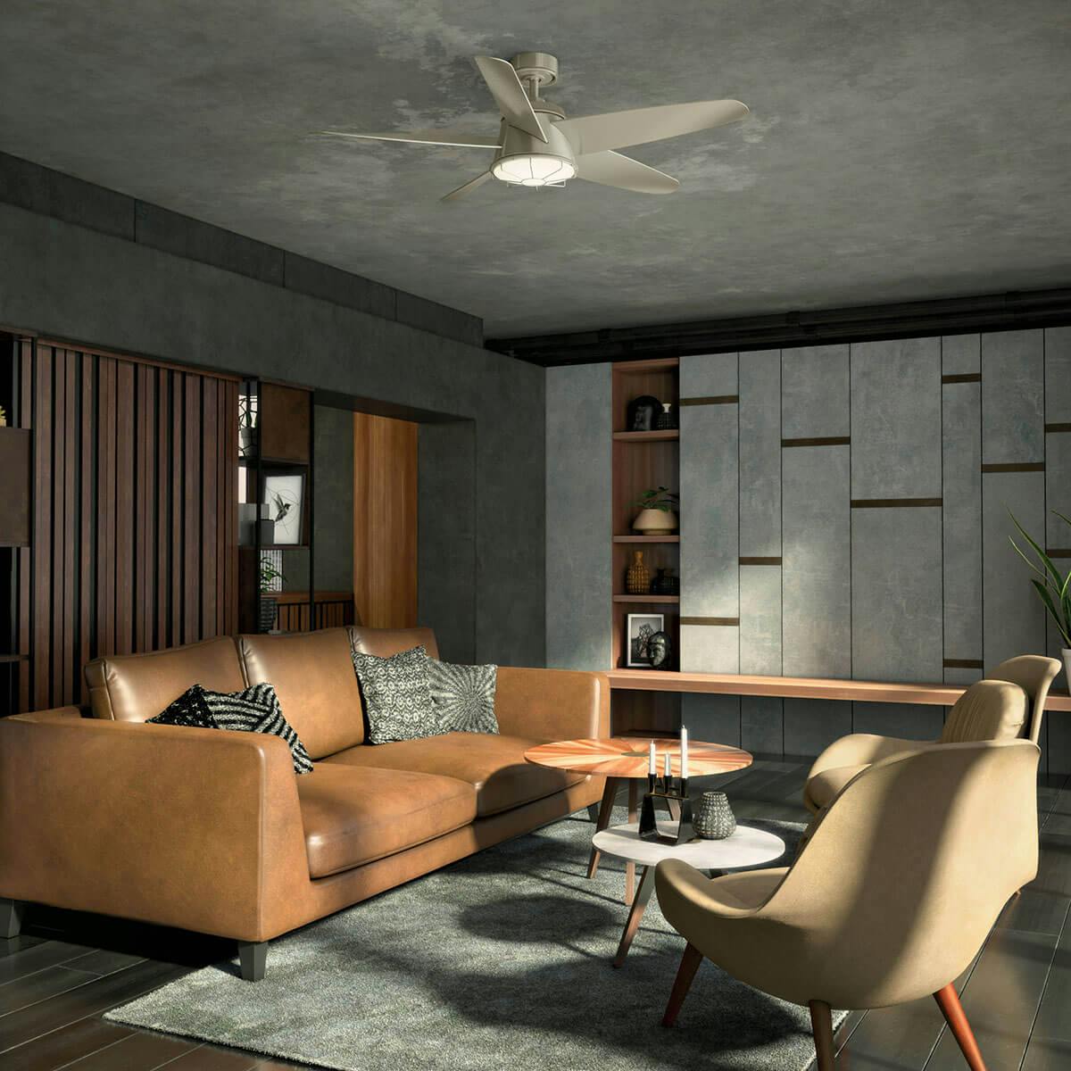 Day time living room image featuring Daya ceiling fan 310072NI