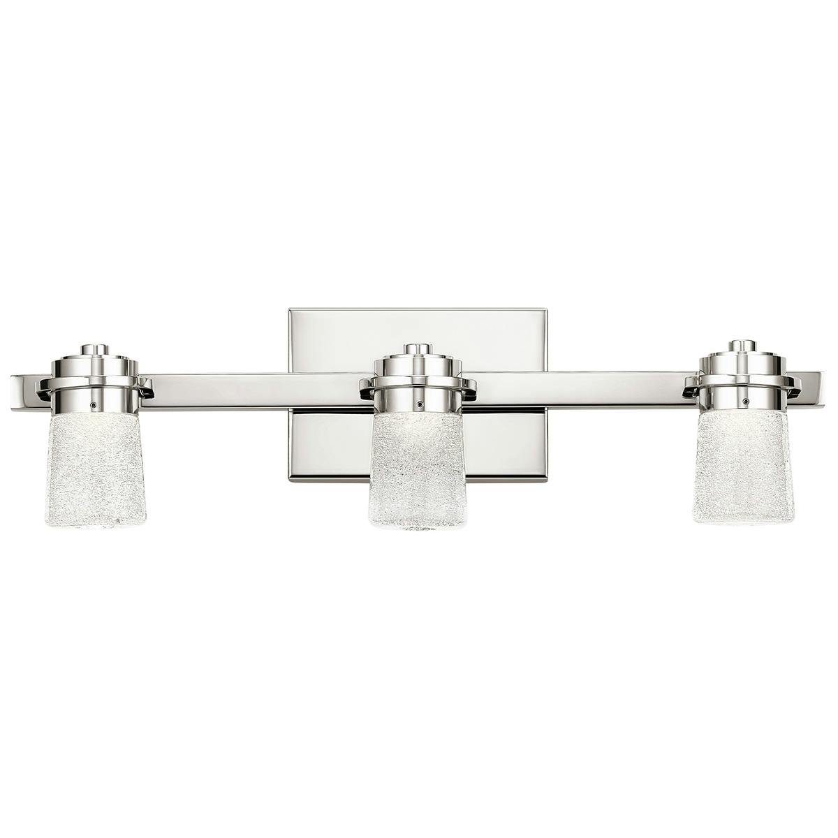 Front view of the Vada 3000K 3 Light Vanity Light Nickel on a white background