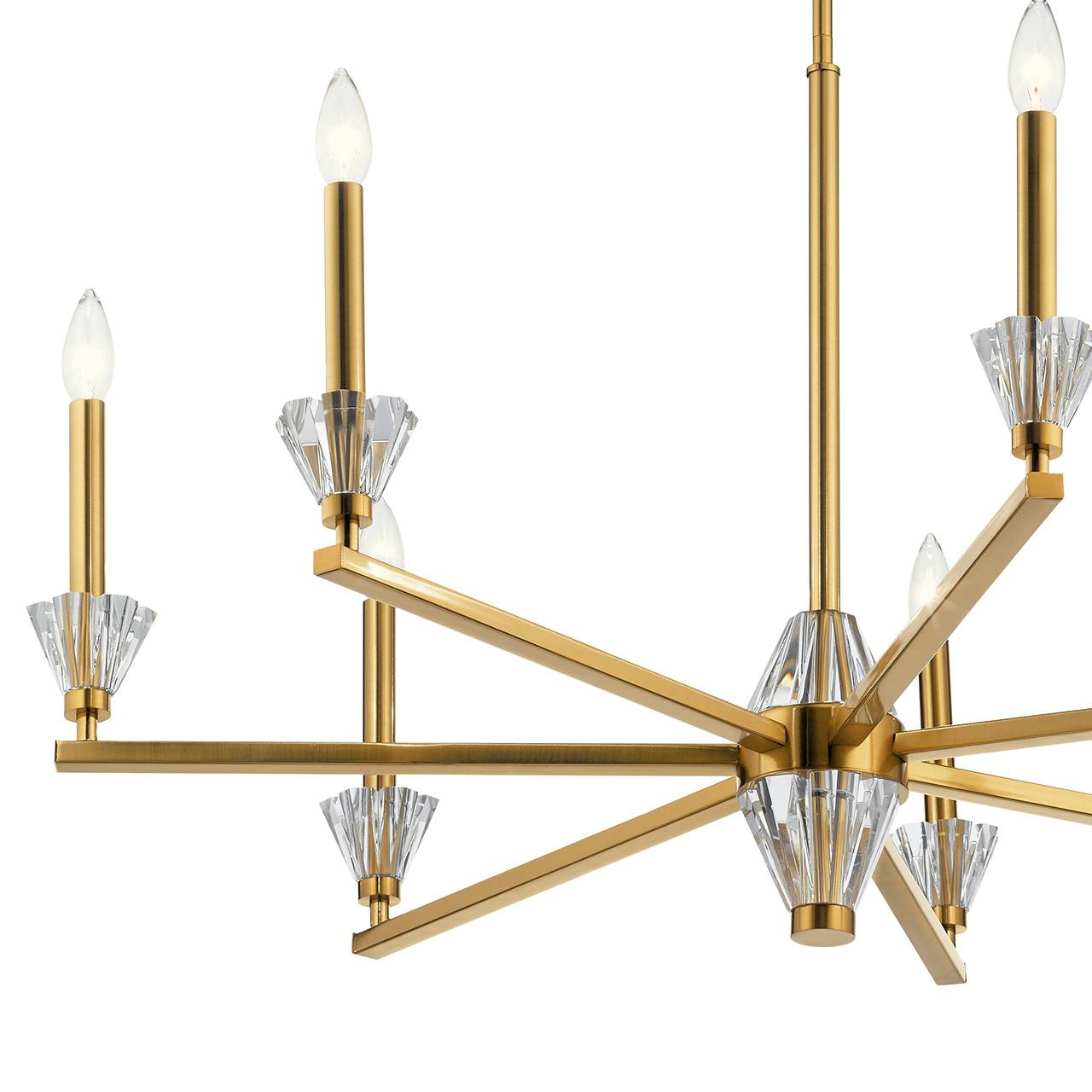 Close up view of the Calyssa™ 7 Light Chandelier Fox Gold on a white background