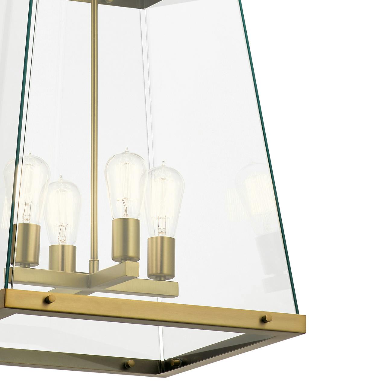 Close up view of the Darton 25.75" 4 Light Large Pendant Brass on a white background