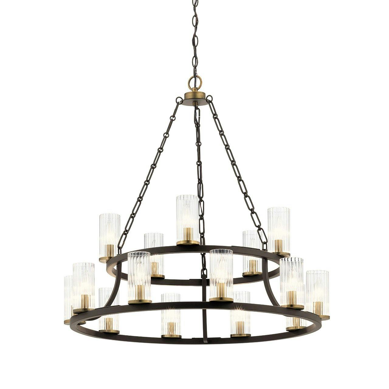 Mathias 15 Light 2 Tier Chandelier Bronze without the canopy on a white background