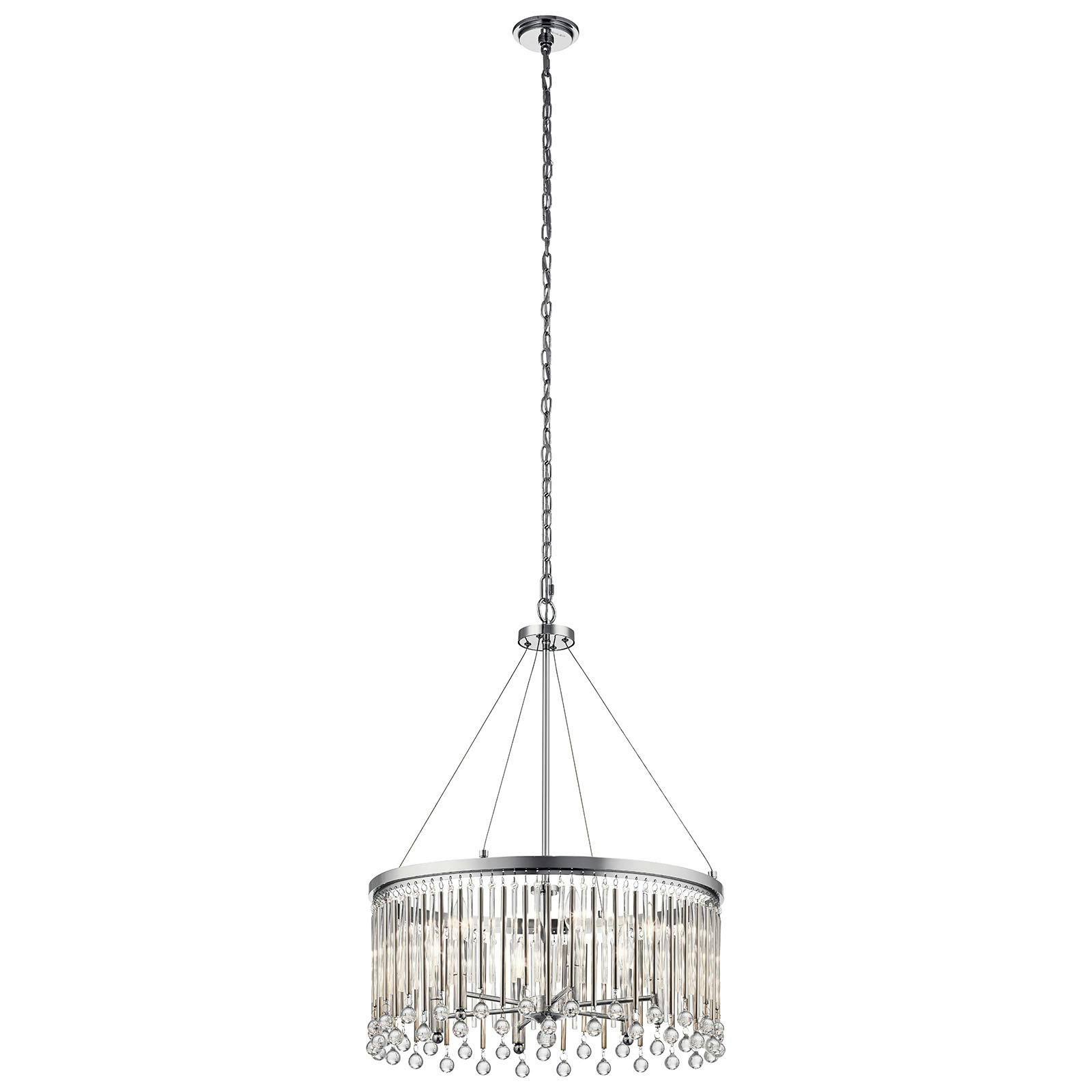 Piper 24" 6 Light Round Chandelier Chrome on a white background