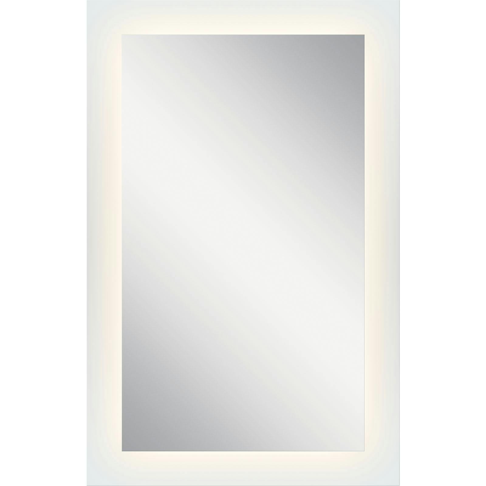 27" x 42" Rectangular LED Backlit Mirror hung vertically on a white background