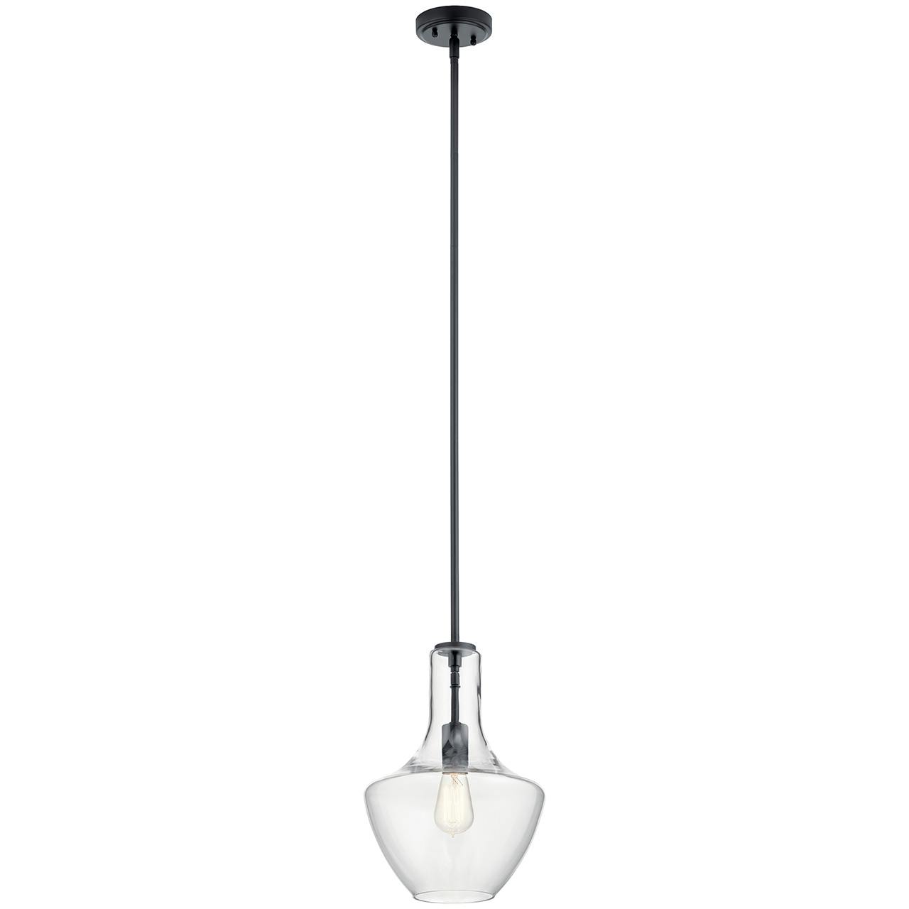 Everly 15" Bell Pendant Clear Glass Black on a white background