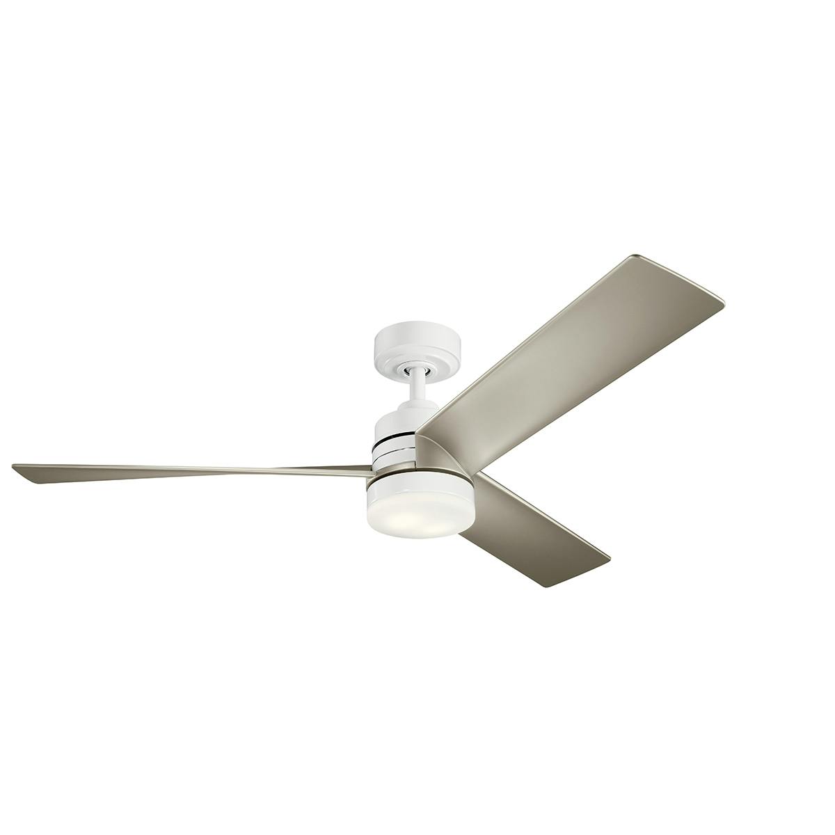 Spyn LED 52" Ceiling Fan in White on a white background