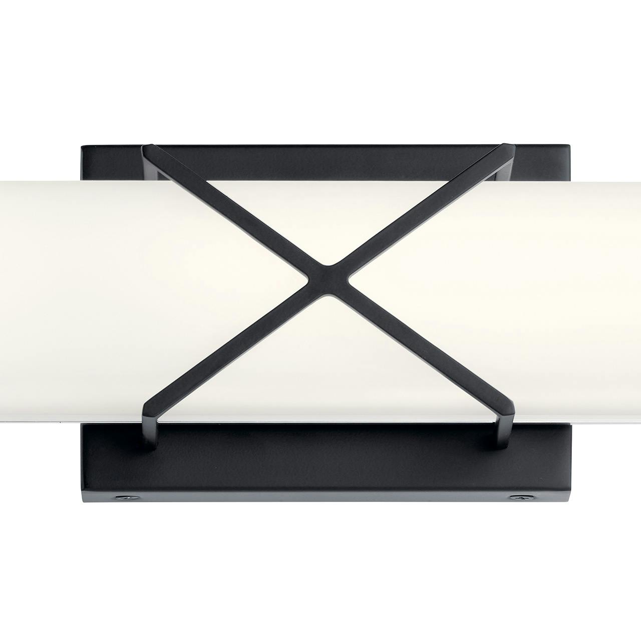 Close up view of the Trinsic™ 22" LED Vanity Light Matte Black on a white background