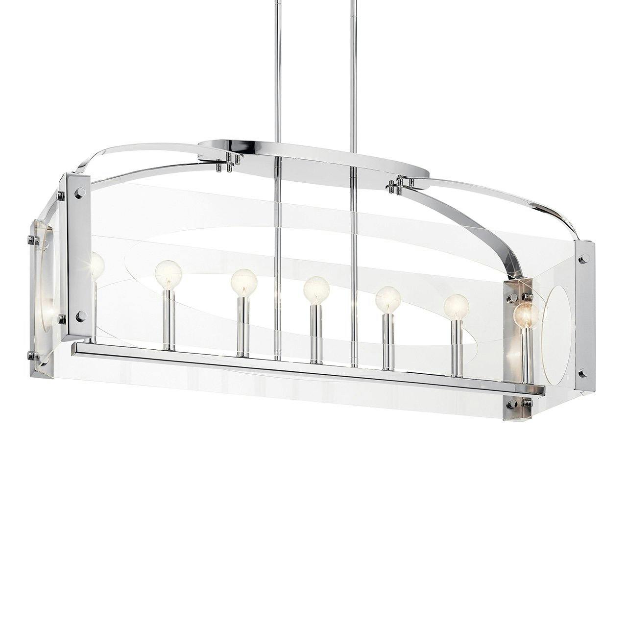 Pytel™ 7 Light Linear Chandelier Chrome without the canopy on a white background