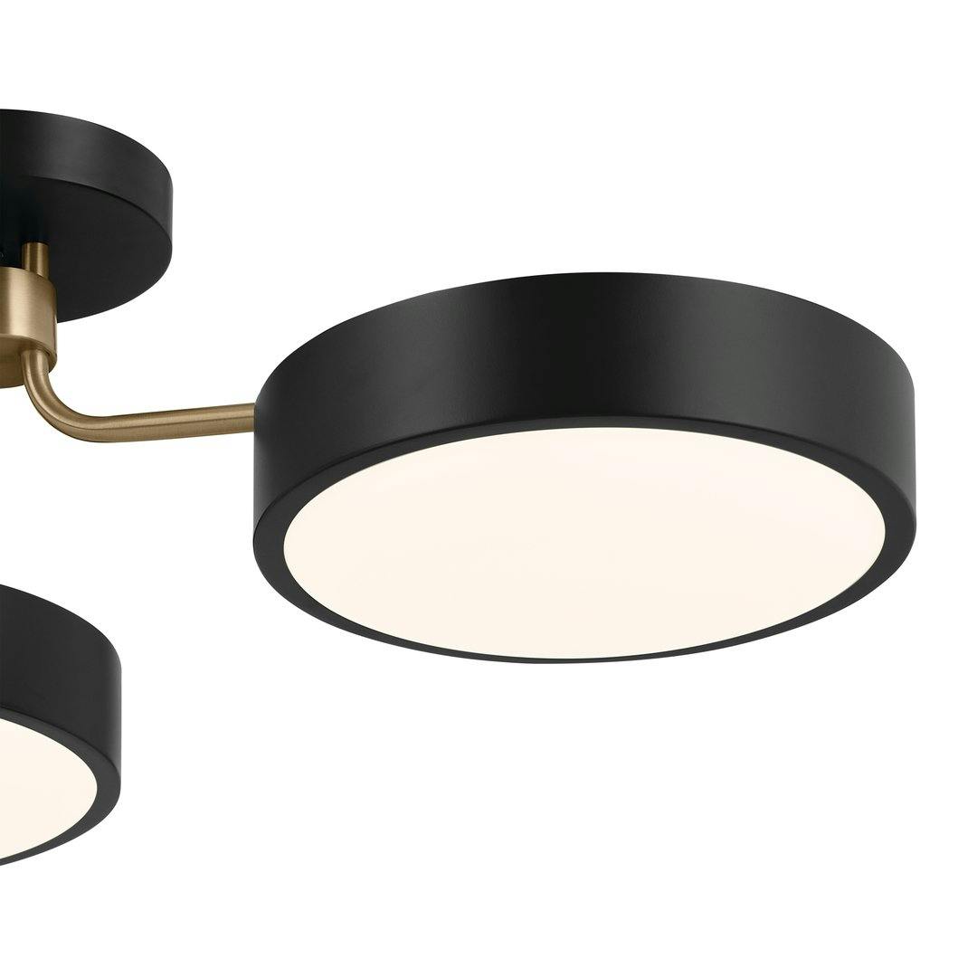 Close up view of the Sago 40" Semi Flush in Black and Bronze on a white background