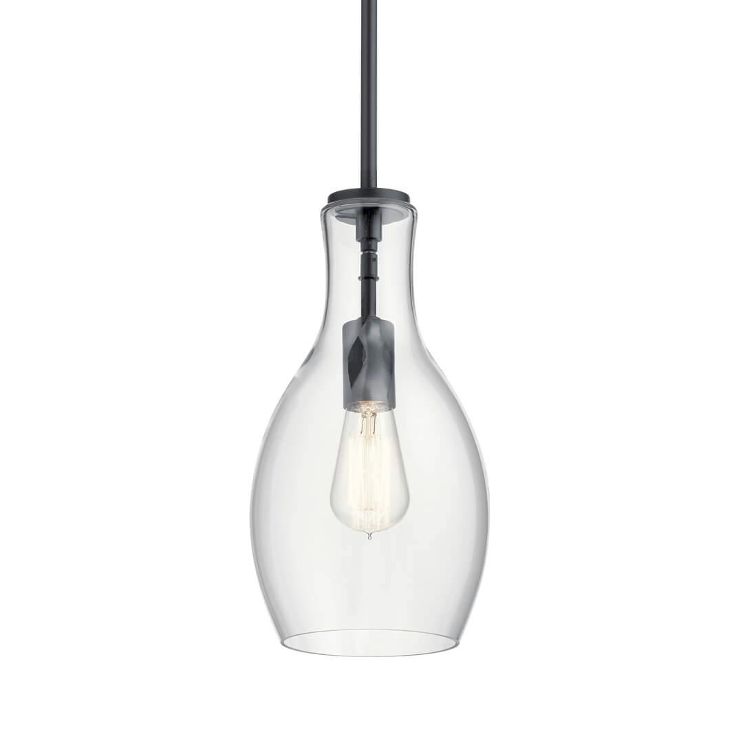 The Everly 14" Hour Glass Pendant Clear Black on a white background
