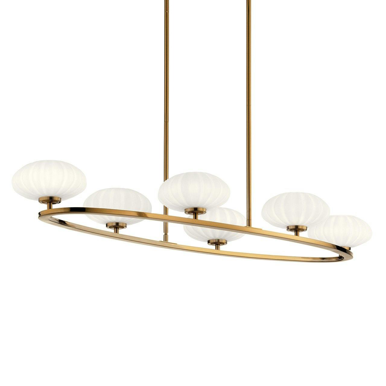 Pim 39" 6 Light Oval Chandelier in Gold without the canopy on a white background
