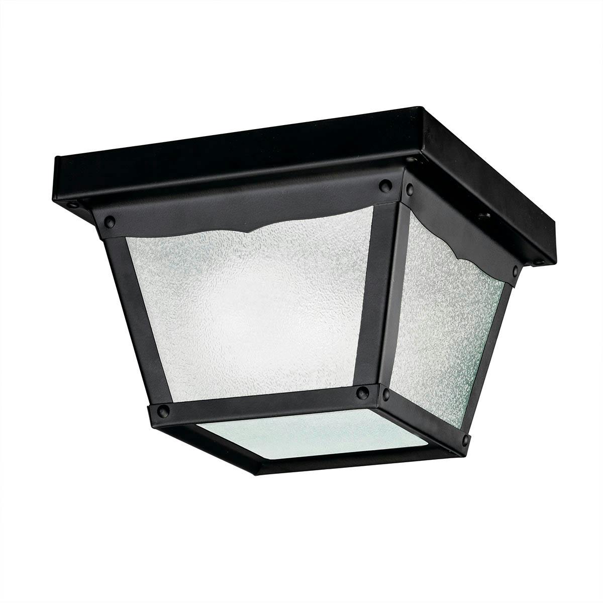 7.5" 1 Light Outdoor Flush Mount in Black on a white background