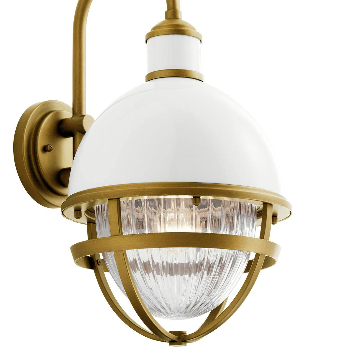 Close up view of the Tollis 18.50" Wall Light White and Brass on a white background