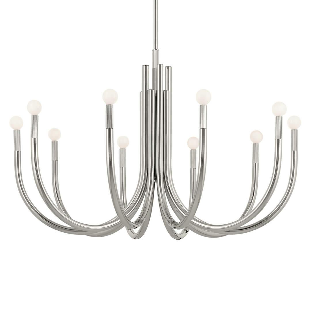 Odensa 40.25 Inch 10 Light Chandelier in Polished Nickel on a white background